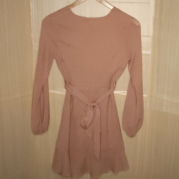 Jjwm Womens New Rose Pink Textured Faux Wrap Dress Small - Picture 2 of 10